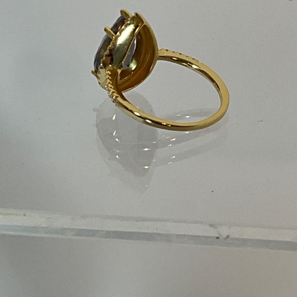 Alexandrite gold plated ring June birthstone 8 - Picture 2 of 6